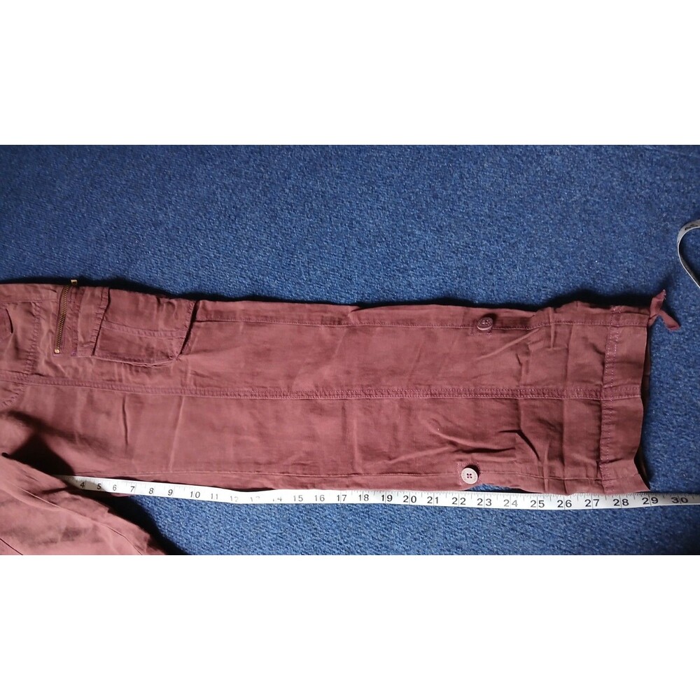 GUESS ECO Women's Wine Cargo Pants, Zipper Pockets, Size 27 - Picture 13 of 15